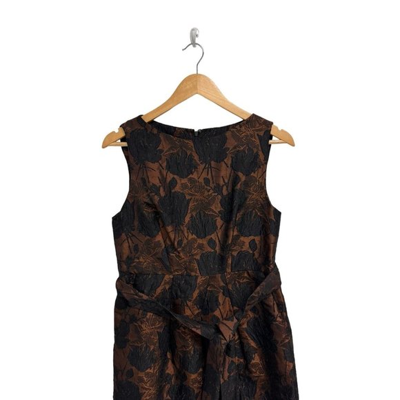 Talbots Women's Sleeveless Black And Brown Floral Sheath Formal Dress Size 8 - Picture 6 of 11